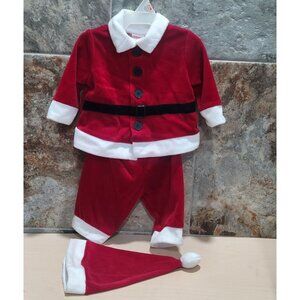 3 Piece Red Velvet Santa Claus Christmas Outfit 0-3 Mos